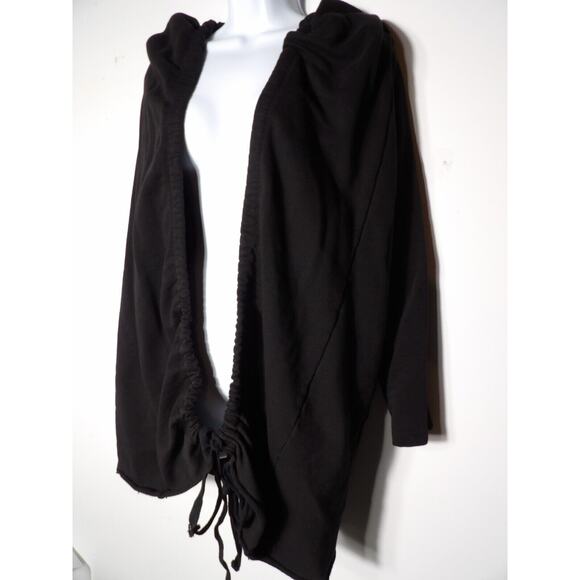 Vivian Shyu Black Cardigan Sweatshirt Medium Cinch Hem Open Tie Minimalist READ - Picture 5 of 16